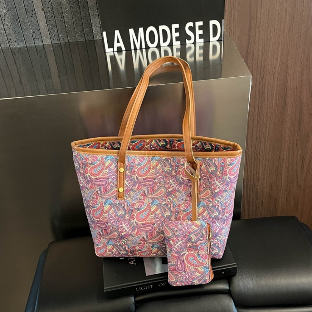 Women Bags Work - 2 個女性大容量トートバッグ小銭入れセット韓国ファッション多用途脇の下ハンドバッグ仕事毎日の通勤用