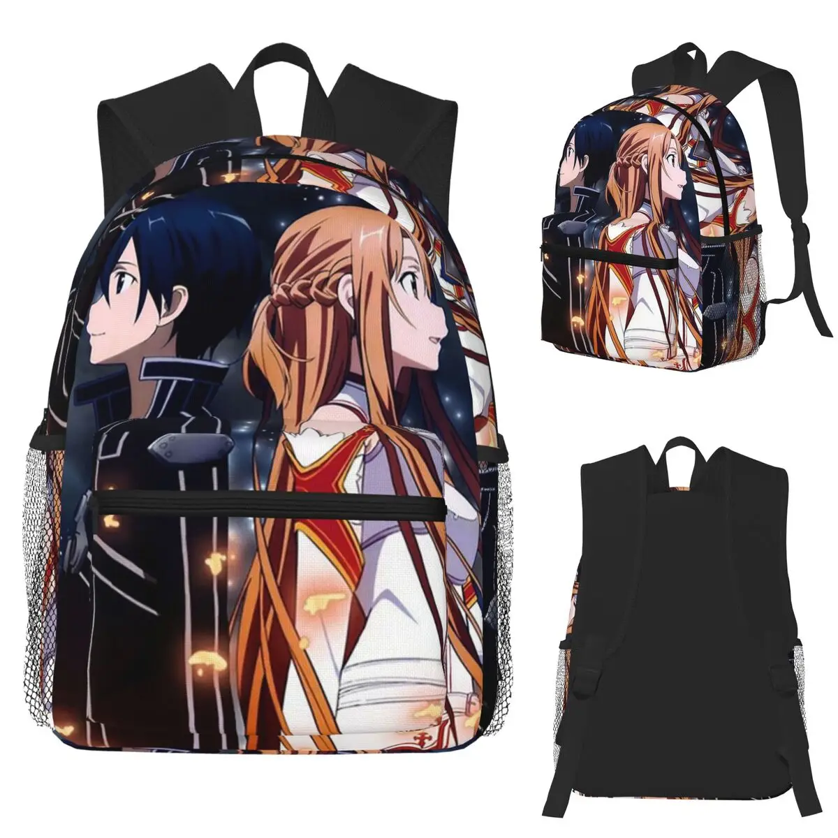 Women'S Bag Online - ソードアートオンラインキリトとアスナ学生バックパックスクールバッグハイキング旅行デイパック男性女性ファッションブックバッグショルダーバッグ
