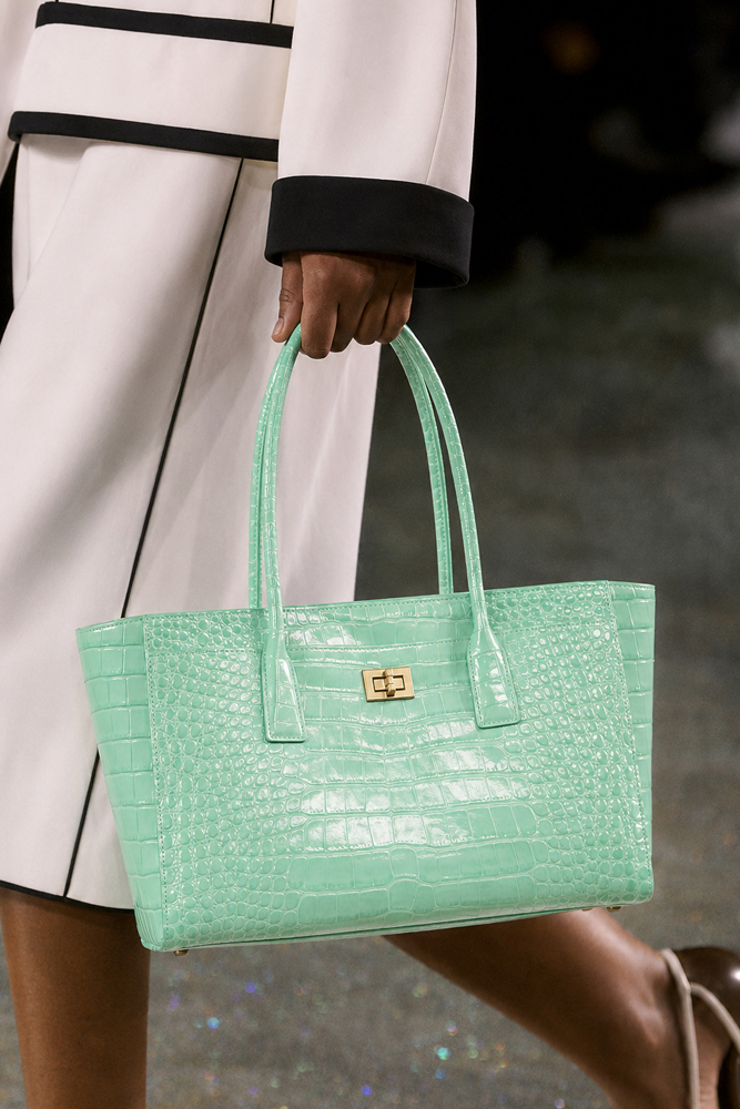 Women Bags Work - SHELKSBAG 光沢のあるクロコダイル型押しトートバッグ ゴールドツイストロック 大容量 ショルダーハンドバッグ 女性用