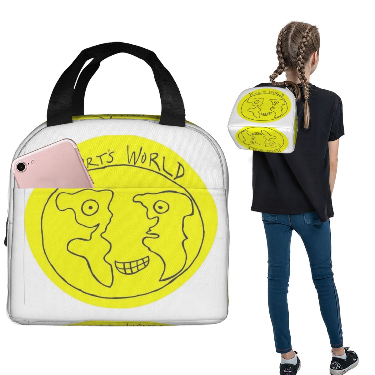 Women Bags Kurt - Joe Keery Spree Kurts ワールドロゴ 断熱ランチバッグ