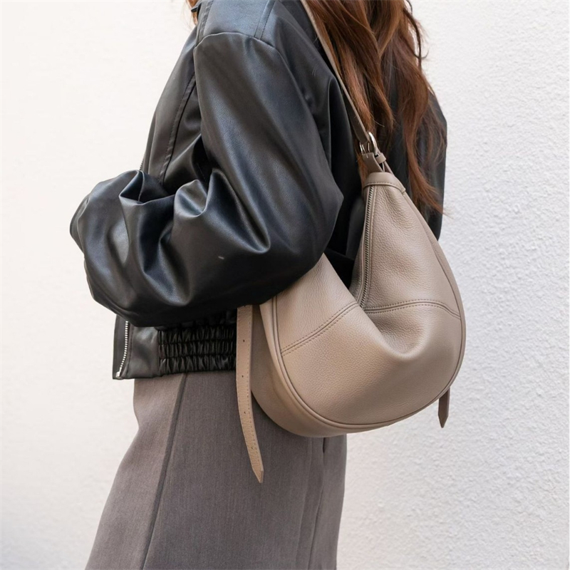 Women Bags Work - BURMINSA 本革 クレセント ホーボー ショルダーバッグ 女性用