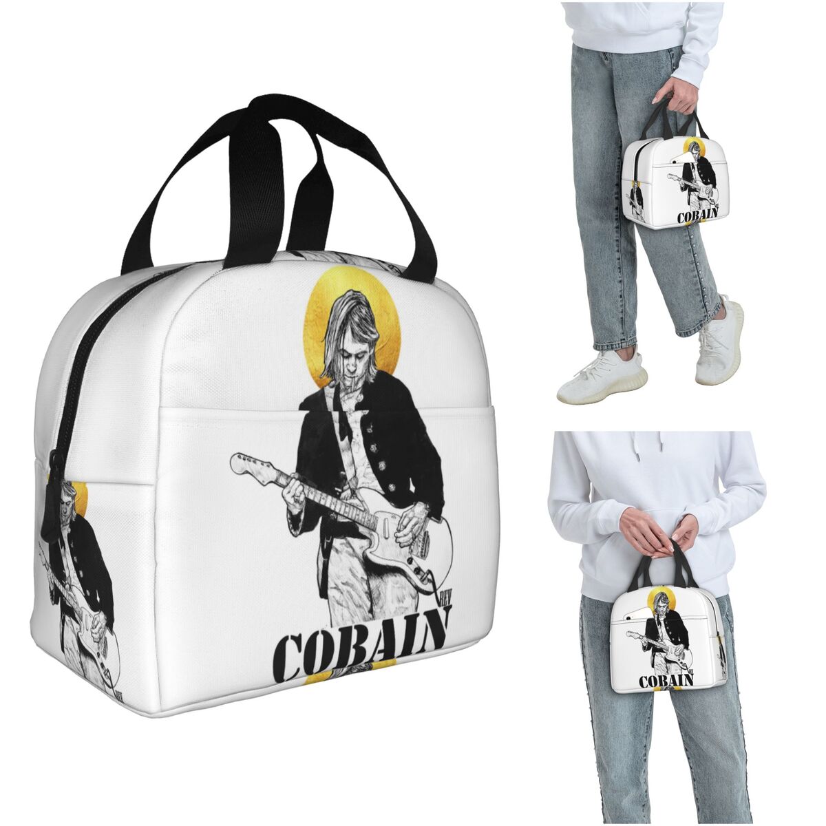 Women Bags Kurt - カートコバーン断熱ランチバッグ女性用オフィスクーラー保温食品ボックストートポータブルランチボックスコンテナ