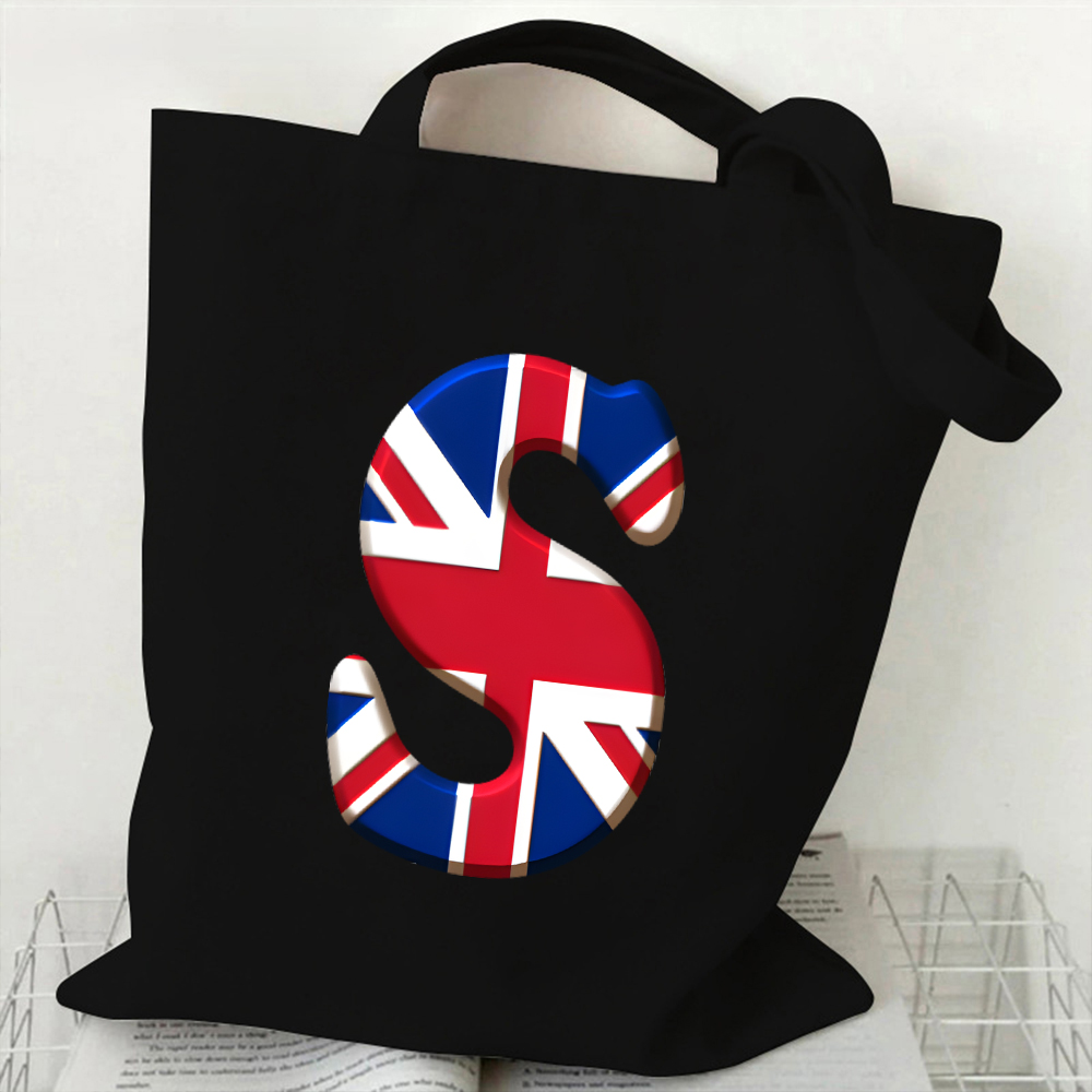 Women Bags Uk - A-Z 26文字 キャンバストートバッグ レディース ハンドバッグ イギリス国旗柄