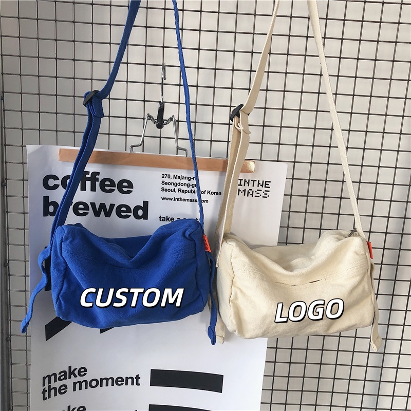 カスタムロゴ入りキャンバス学生用クロスボディバッグ、調節可能 - Women Bags Logo のレビューと価格