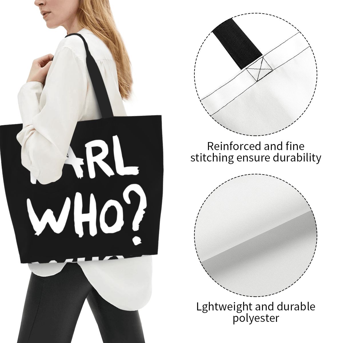 カスタムかわいいカール誰スローガンショッピングトートバッグ再 - Women'S Karl Bags のレビューと価格