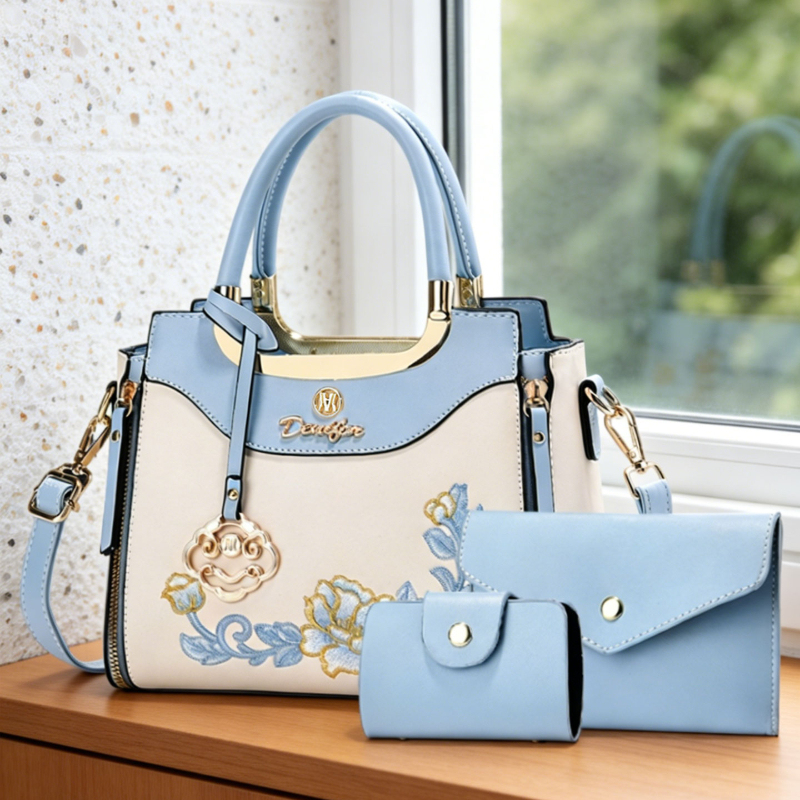 高品質な刺繍入りハンドバッグ3点セット。毎日の外出、デート、 - Women Bags Work のレビューと価格