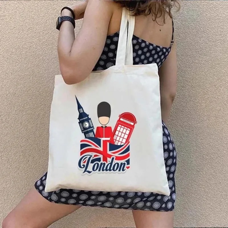 ロンドン英国パリ印刷レディースキャンバストートカジュアルアニ - Women Bags Uk のレビューと価格