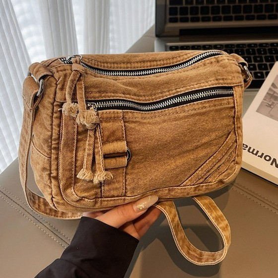 カスタムロゴ入りファッション多用途デニム生地女性用ショルダー - Women Bags Logo のレビューと価格