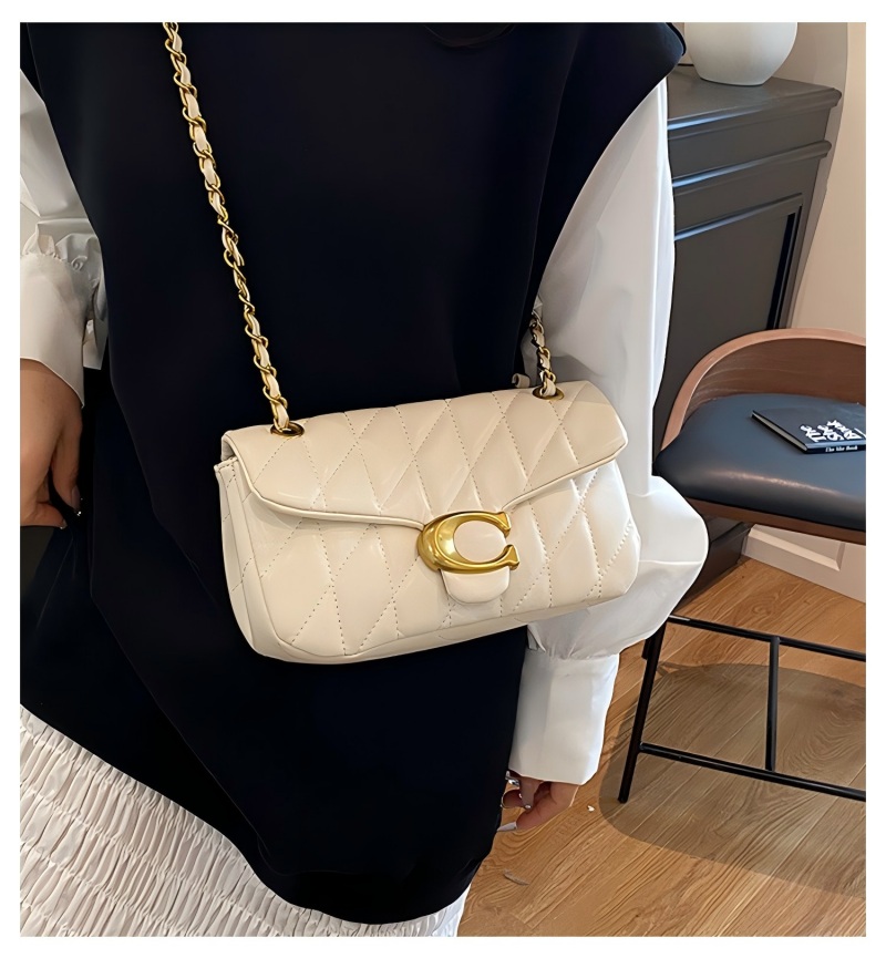 女性用キルティングレザーショルダーバッグ、高級Cロゴゴールド - Women Bags Logo のレビューと価格