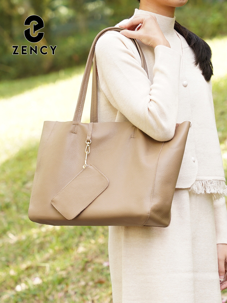 Zency 本革ラージトートバッグシンプルファッションカーキ - Women Bags Work のレビューと価格