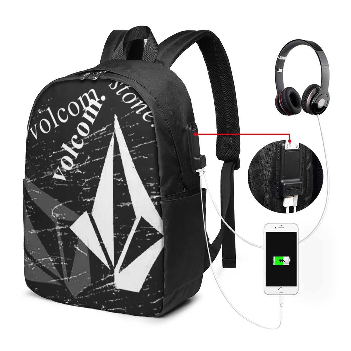V-Volcom ロゴ バックパック トラベル ノートブック - Women Bags Logo のレビューと価格